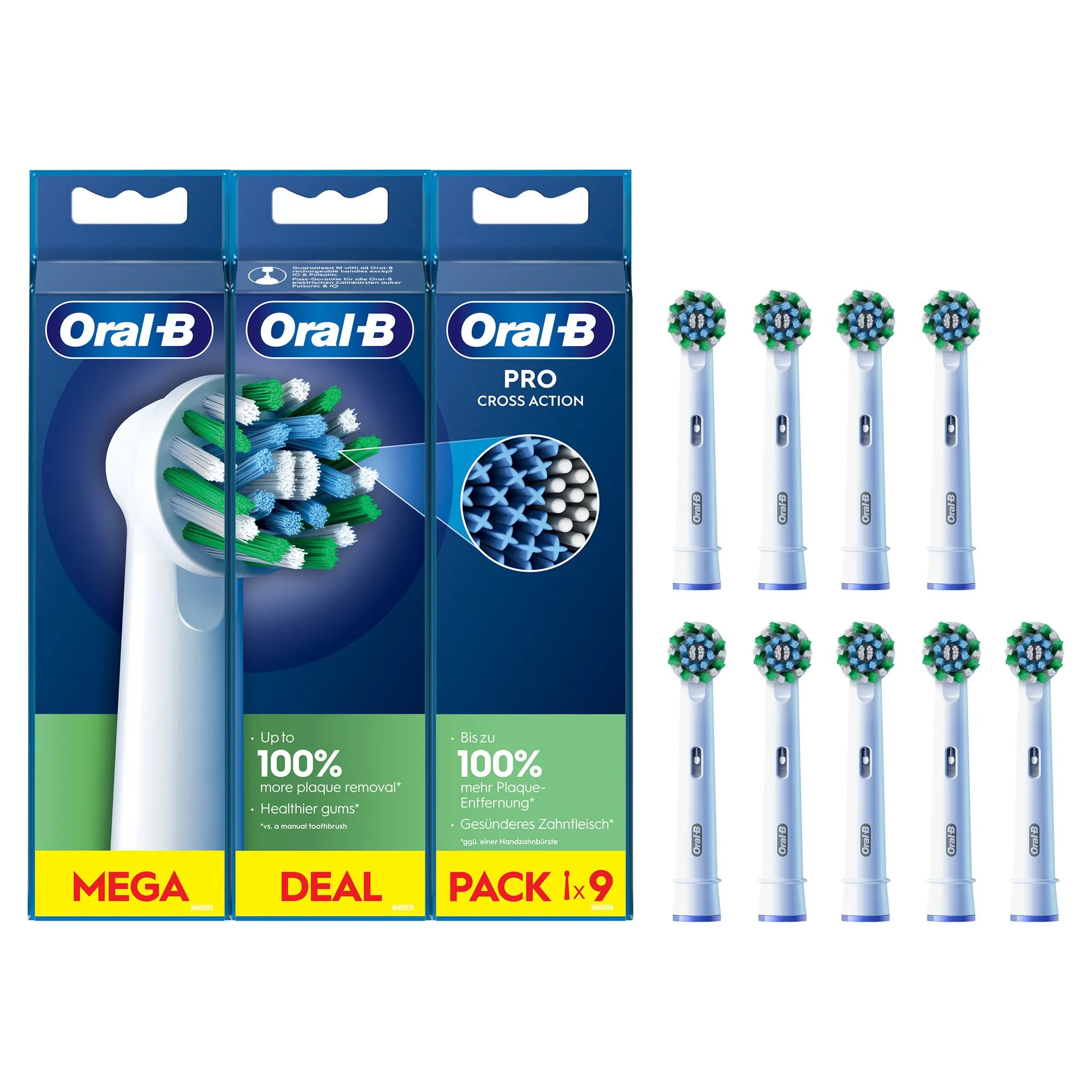 Oral-B CrossAction CleanMaximiser Ersättningsborsthuvuden, 9-pack Oral-B CrossAction CleanMaximiser Ersättningsborsthuvuden, 9-pack