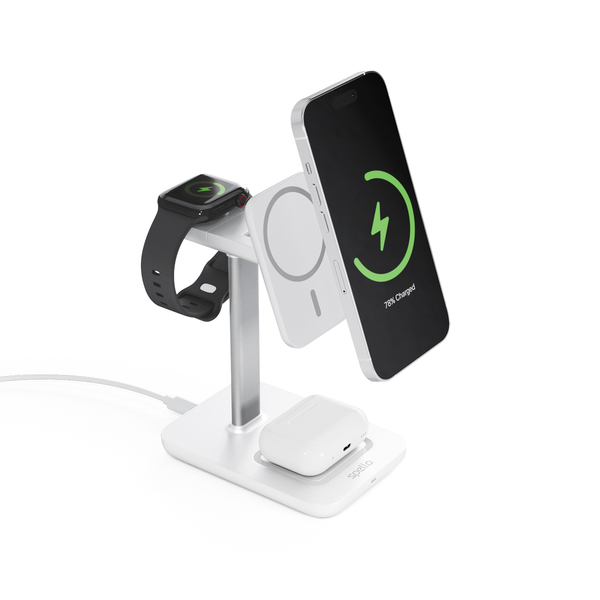 Spello 3in1 magneettinen latausasema (MagSafe yhteensopiva) - valkoinen