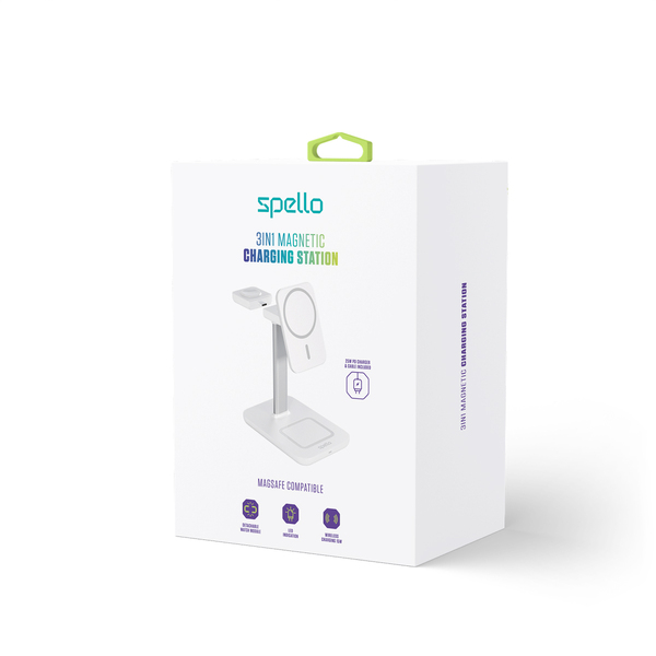 Spello 3in1 magneettinen latausasema (MagSafe yhteensopiva) - valkoinen