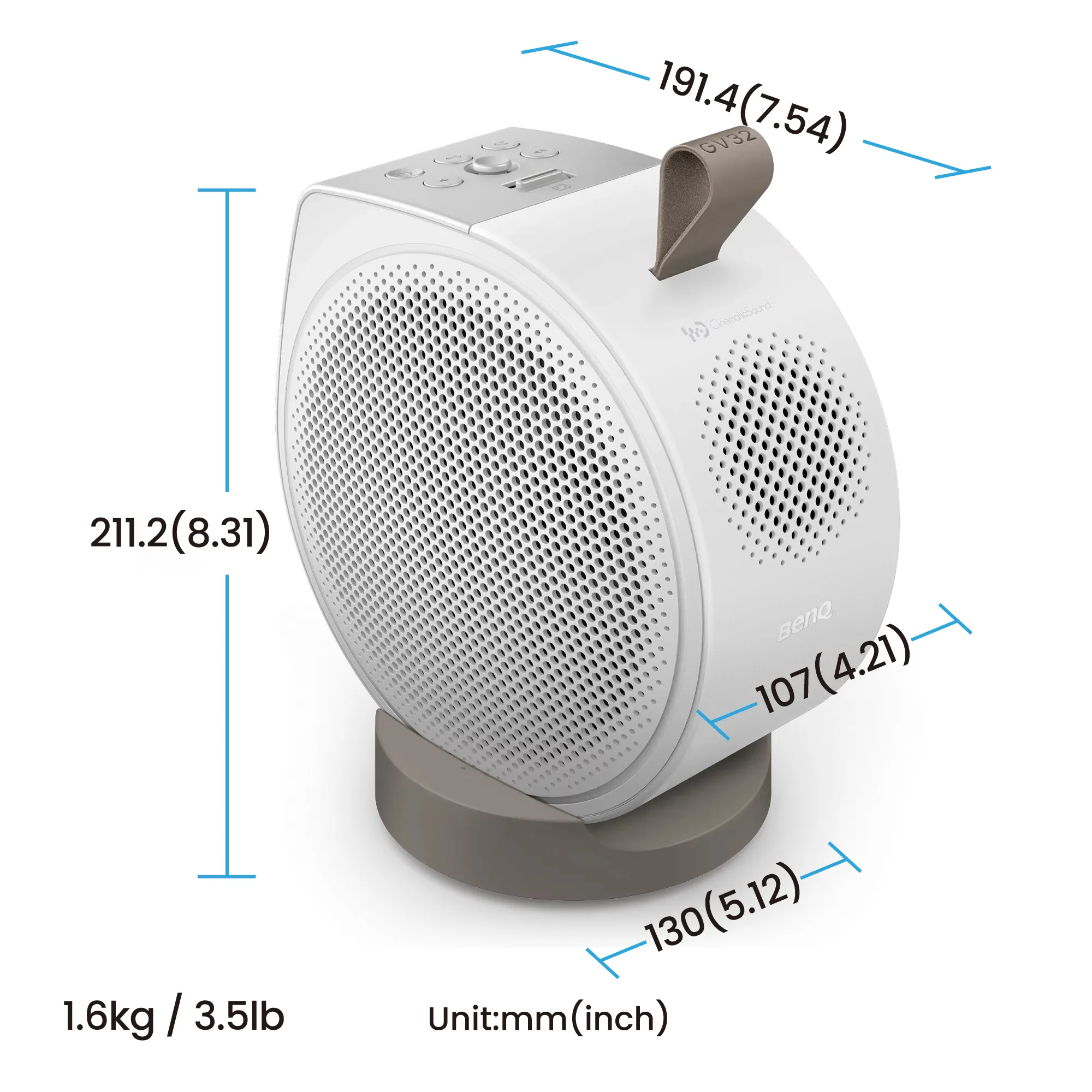 BenQ GV32 Google TV DLP Full HD 500 ANSI lm Portable LED Projector, White