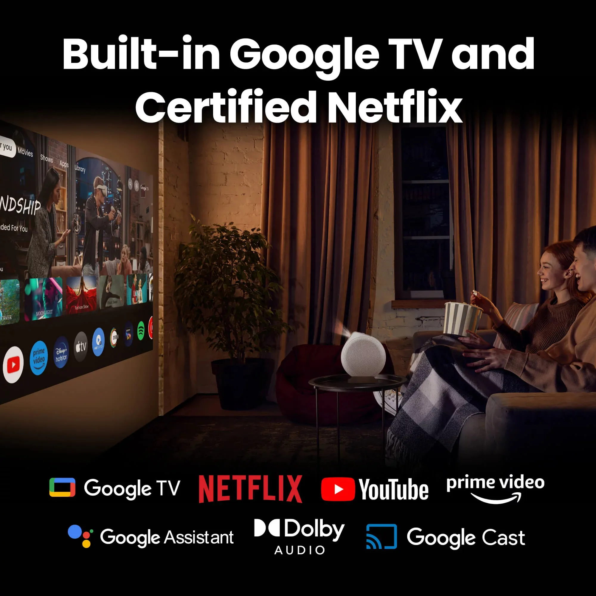 BenQ GV32 Google TV DLP Full HD 500 ANSI lm Portable LED Projector, White