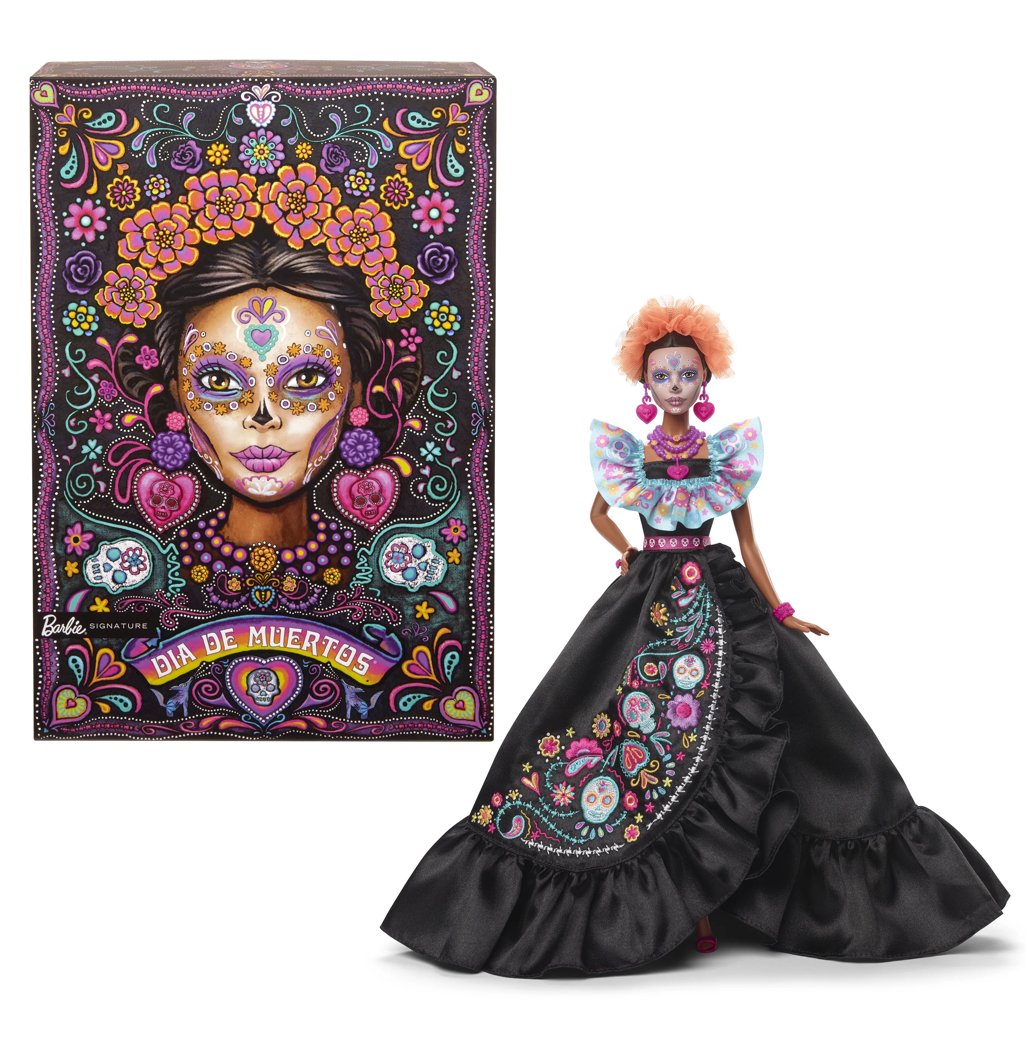 Mattel Barbie Signature D&iacute;a de Muertos 2024 - Collector's Doll in Ruffled Black Dress