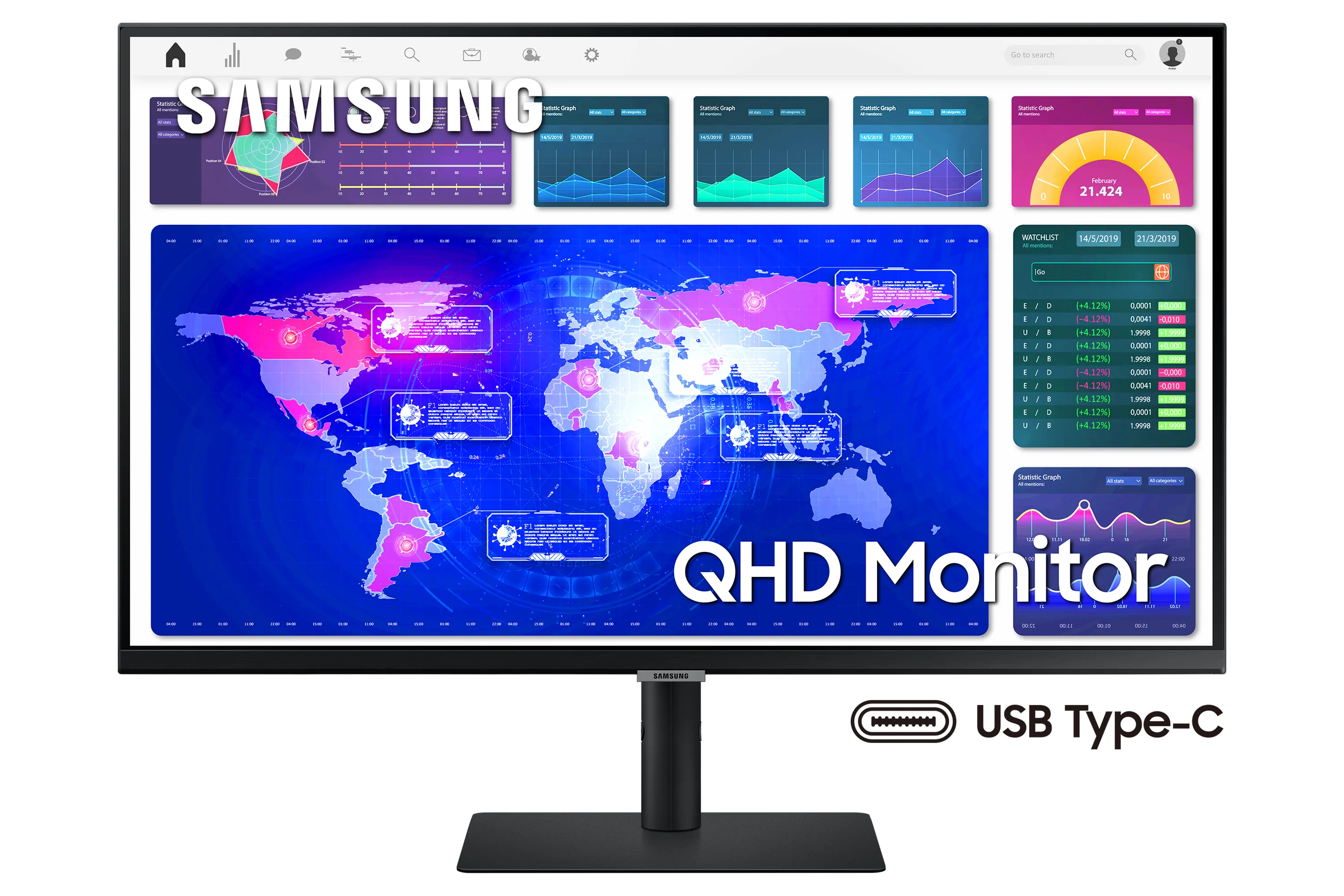 Samsung 32" LS32A600UU QHD, USB-C, VA - monitor