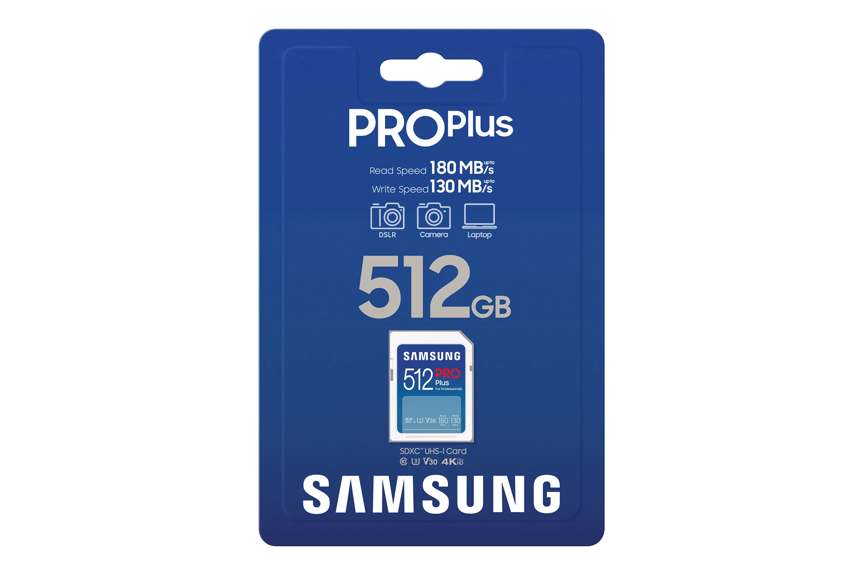 Samsung 512 GB SDXC UHS-I U3 V30 A2 kort, vit