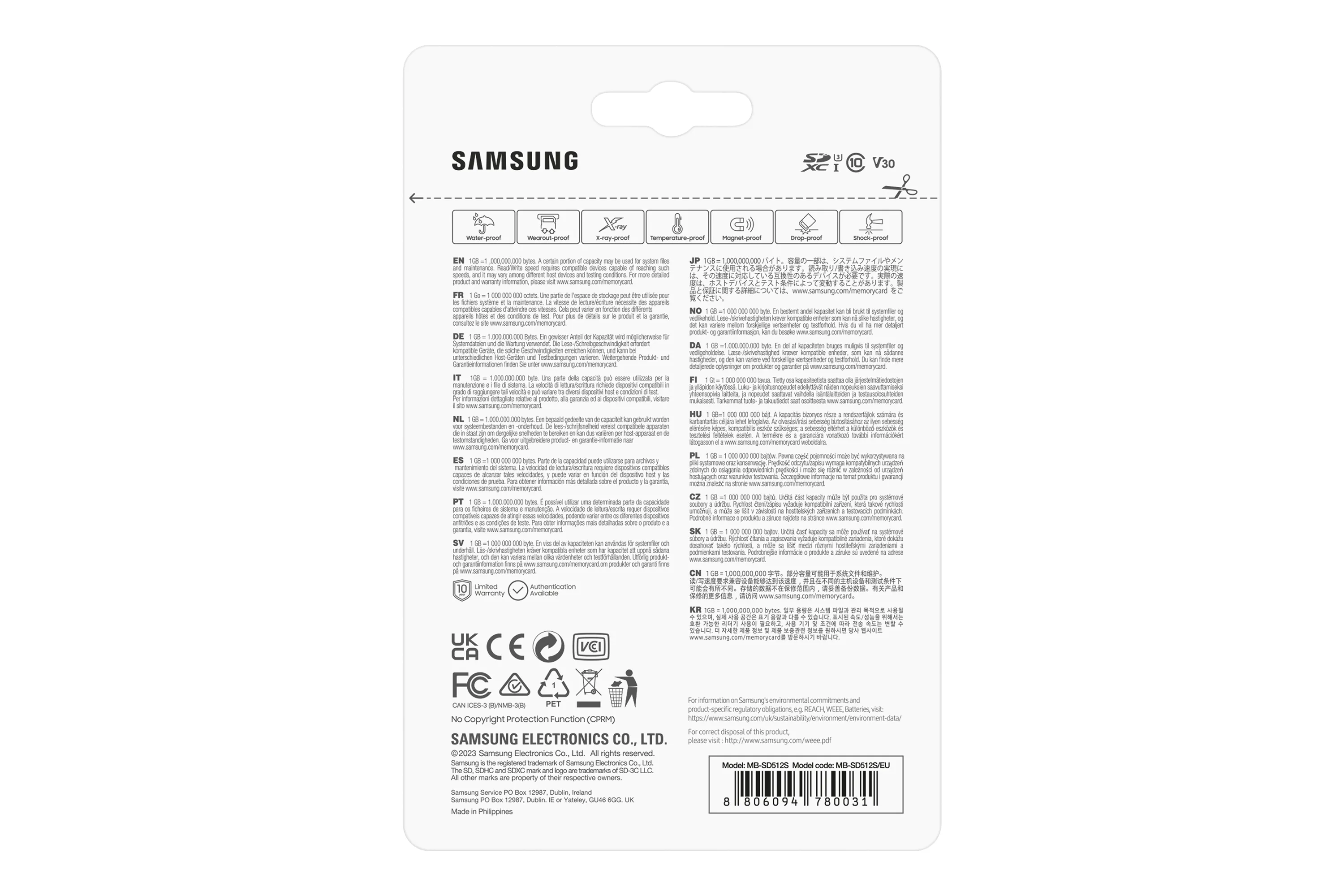 Samsung 512 GB SDXC UHS-I U3 V30 A2 kort, vit