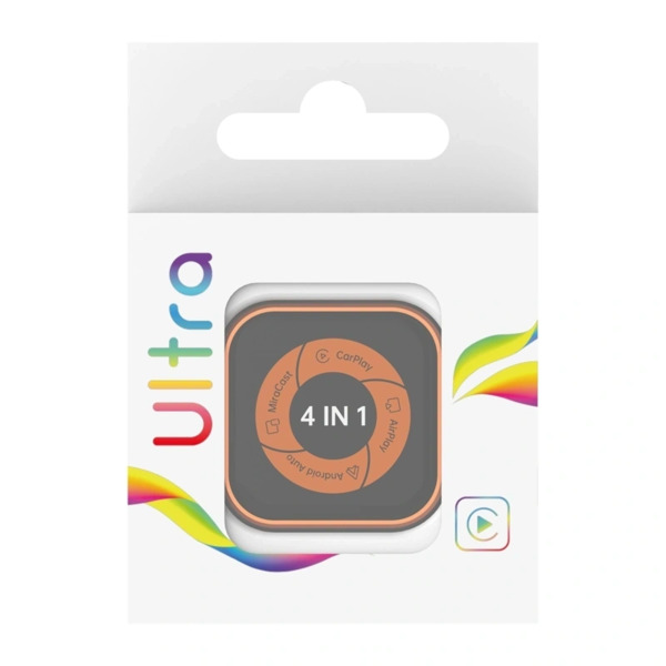 CARLINKIT Mini Ultra 6 4-in-1 Wireless CarPlay and Android Auto Adapter, Black and Orange