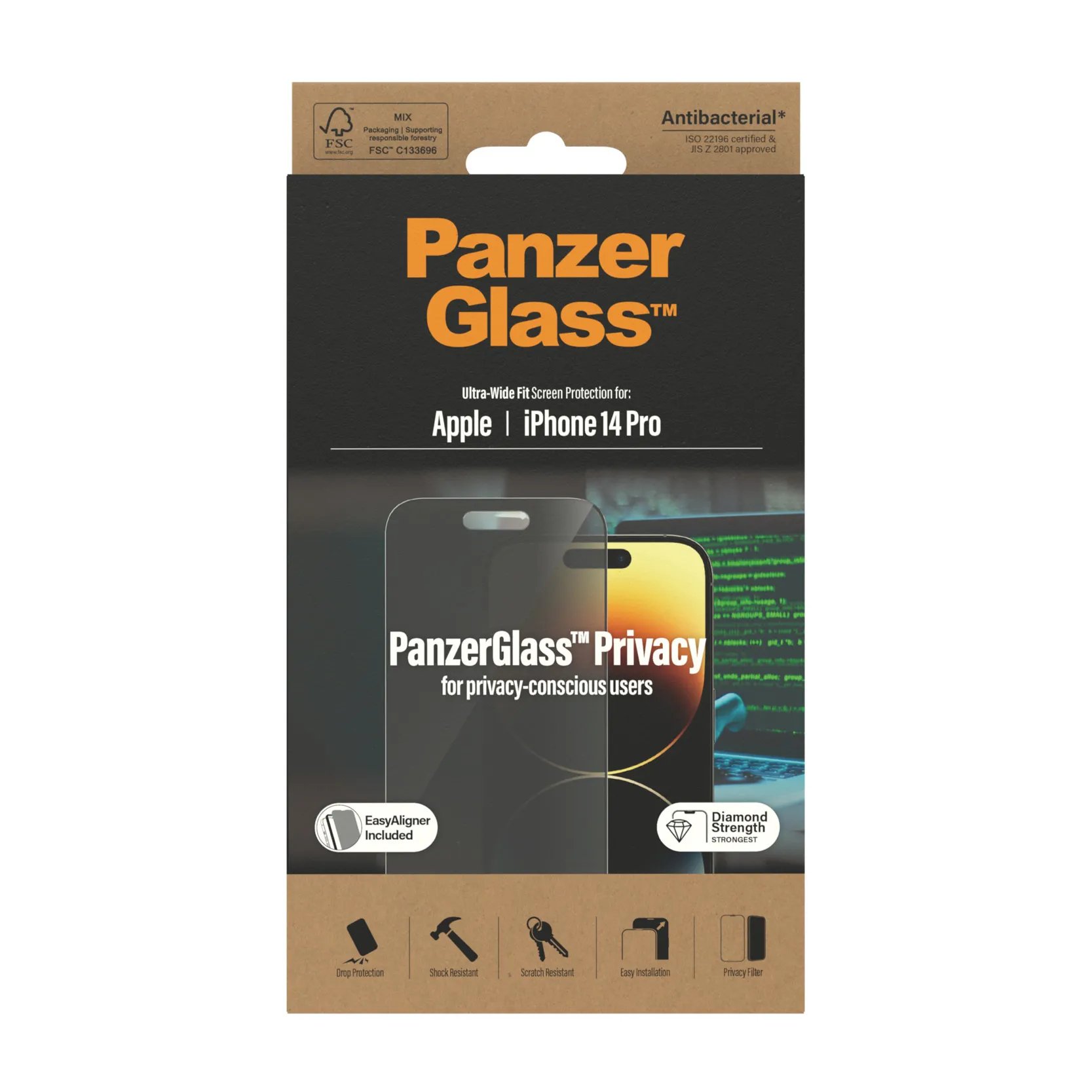PanzerGlass Ultra-Wide Fit, Privacy, iPhone 14 Pro - Screen Glass