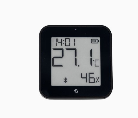 Shelly BLU HT Display ZB - sensor with display that shows temperature, humidity, light levels, and time, Black