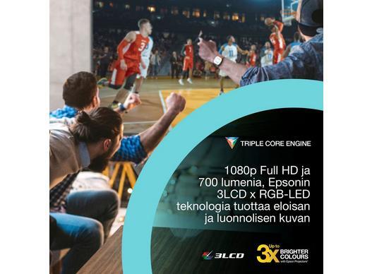 Epson Lifestudio Pop EF-61G Google TV 3LCD Full HD 700 ANSI lm -kannettava LED-projektori, j&auml;&auml;nvihre&auml;