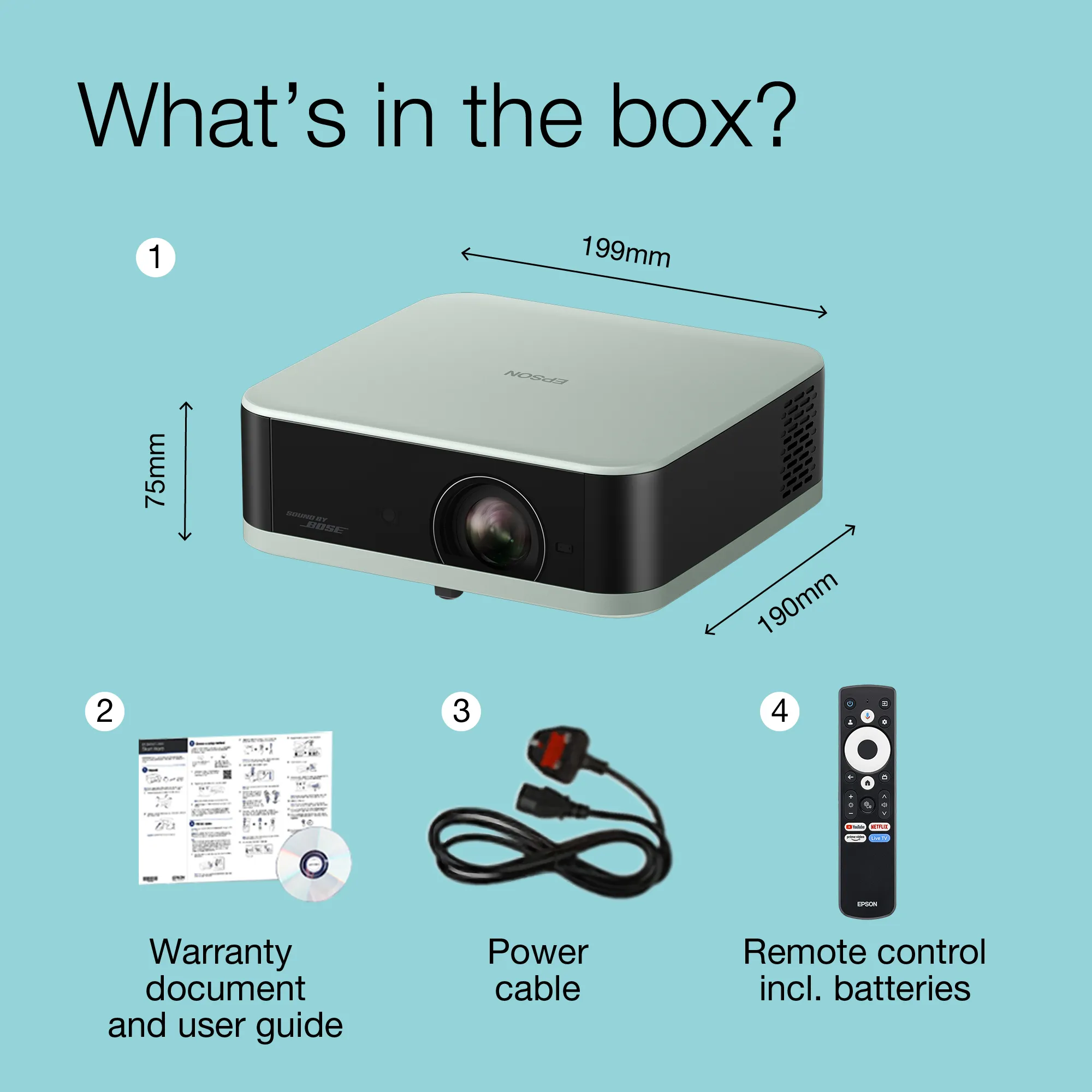 Epson Lifestudio Pop EF-61G Google TV 3LCD Full HD 700 ANSI lm Portable LED Projector, Ice Green