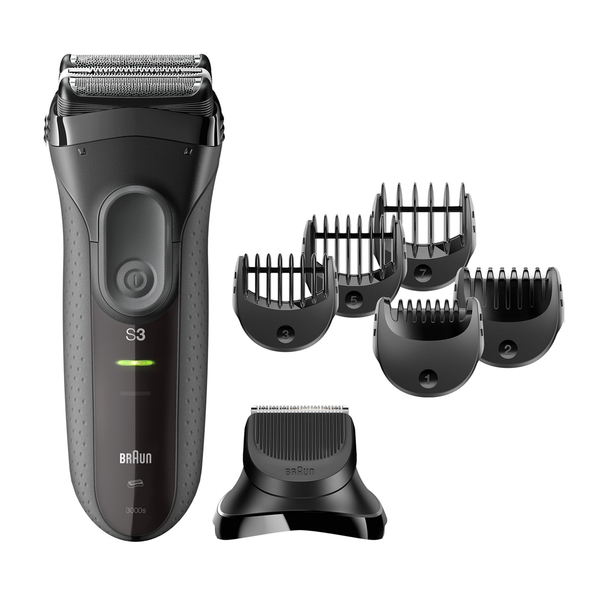 BRAUN PARRANAJOKONE 3000BT 3in1 - Shave &amp; Style SERIES-3. Partakone ja partatrimmeri samassa laitteessa. Mukana 7 erilaista ajop&auml;&auml;t&auml;! Todella monipuolinen parra