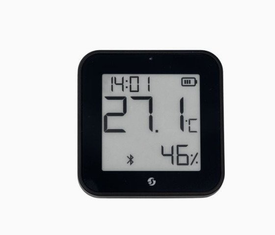 Shelly BLU HT Display ZB - sensor with display that shows temperature, humidity, light levels, and time, Black