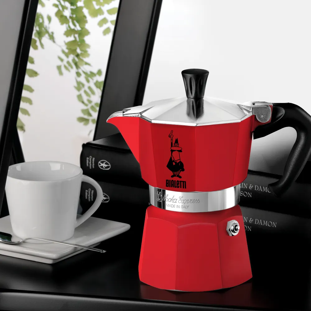 Bialetti Moka Express -espressokeitin, punainen, 3 kuppia