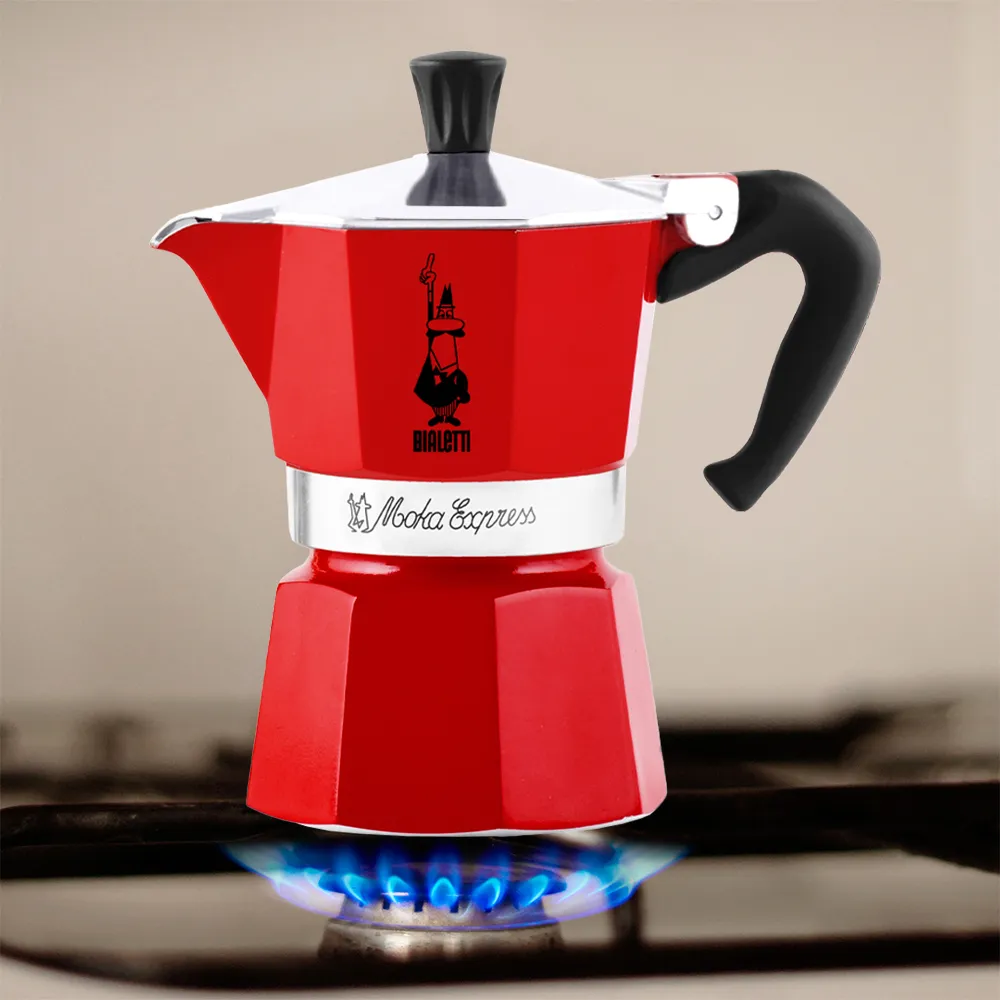 Bialetti Moka Express -espressokeitin, punainen, 3 kuppia