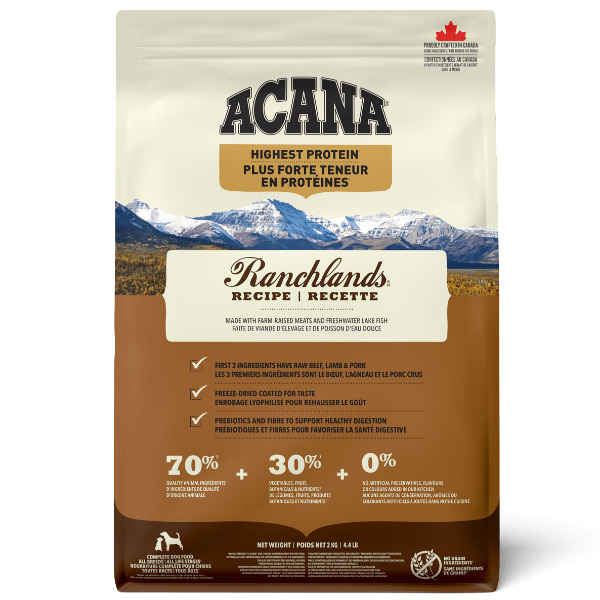 ACANA Highest Protein Ranchlands, Dry food for dogs, Adult, Grain Free, 2kg