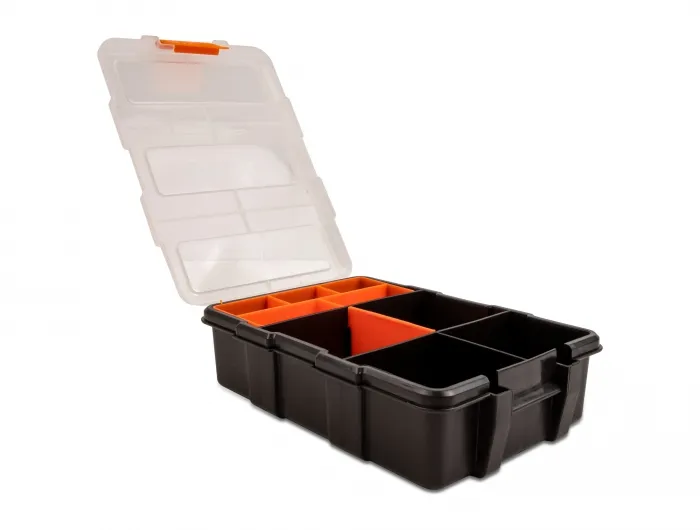 Delock Sorting box with 11 compartments 220 x 155 x 60 mm orange / bla