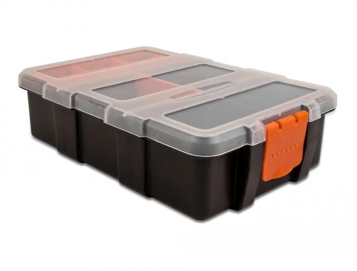Delock Sorting box with 11 compartments 220 x 155 x 60 mm orange / bla