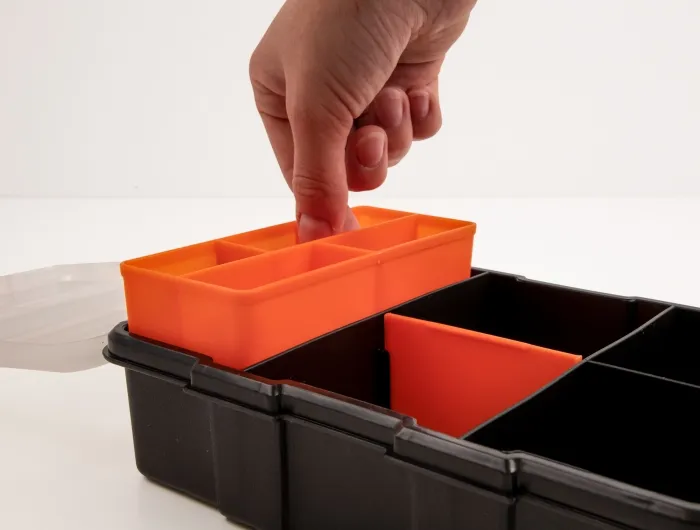 Delock Sorting box with 11 compartments 220 x 155 x 60 mm orange / bla