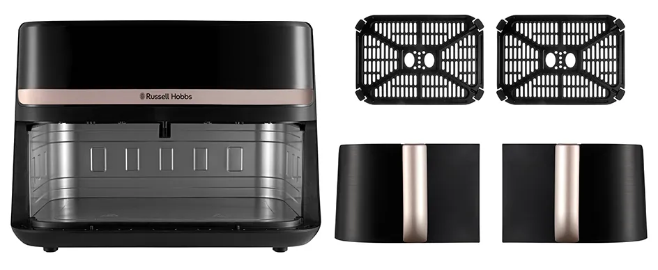 Airfryer Satisfry Dual Basket - airfryer, Black, 2x4.5l