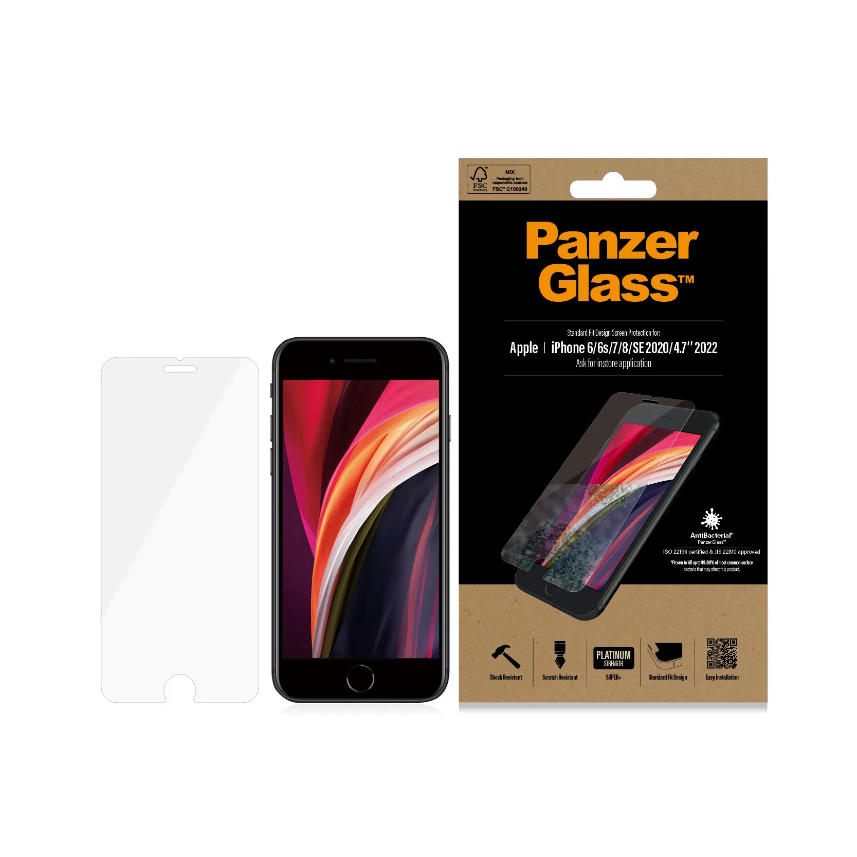 PanzerGlass Classic Fit, iPhone 6/7/8/SE -panssarilasi
