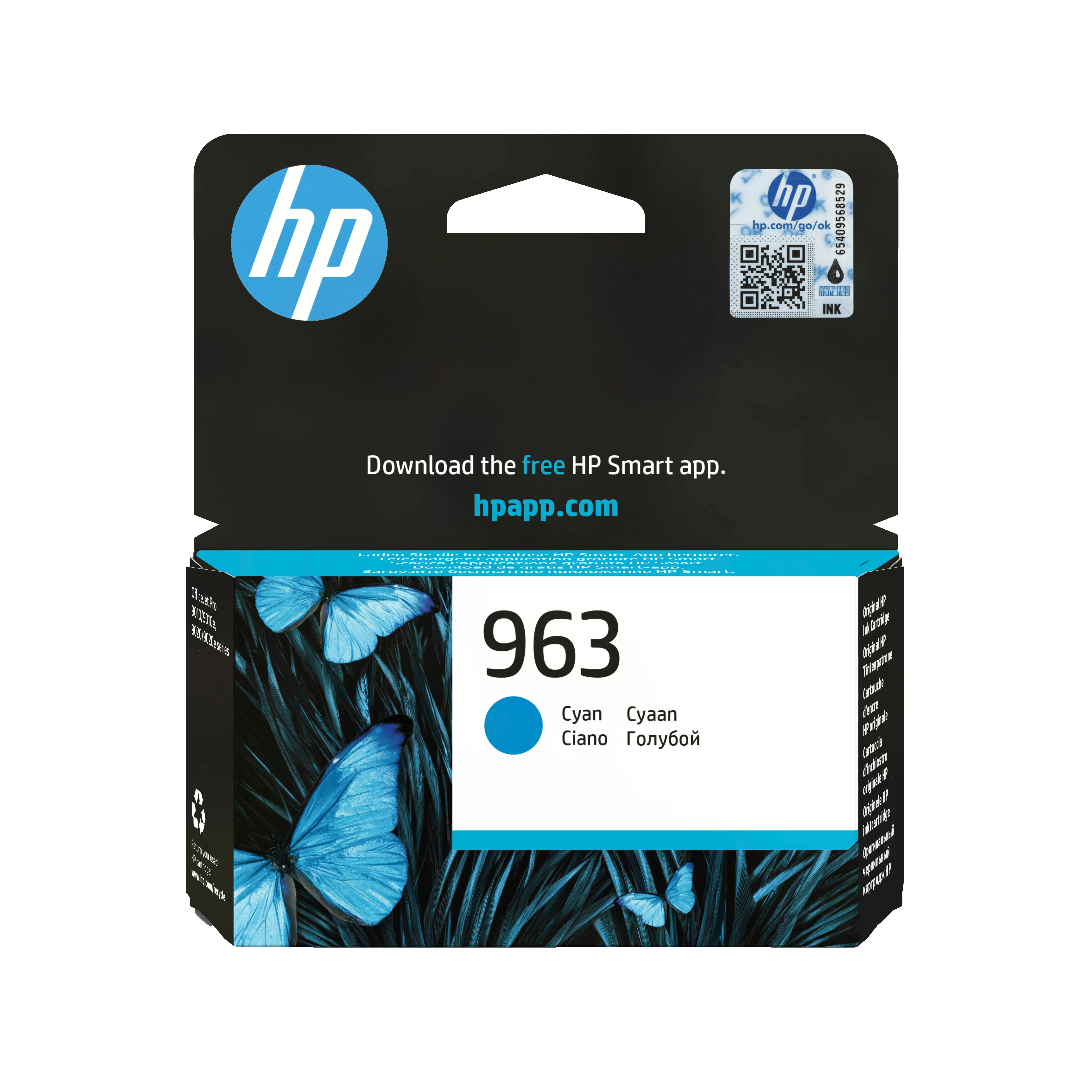 HP 963-mustekasetti, 10.74 ml, syaani