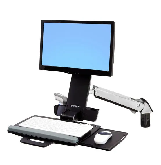 ERGOTRON StyleView Sit-Stand Combo System with medium Silver CPU Holder up to 24inch LDC screen