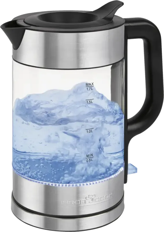 ProfiCook 501322 vattenkokare, 1,7 l, 2200 W, silver