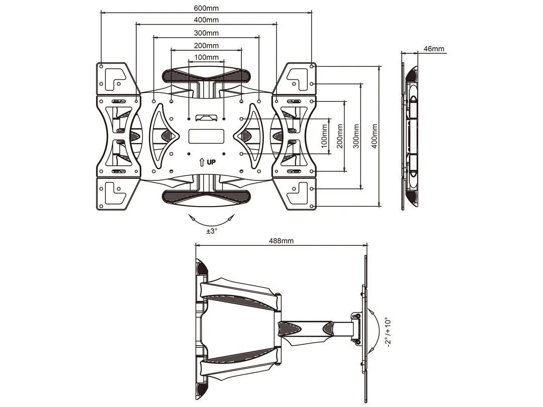 MB FLEXARM FULL MOTION DUAL VESA 600X400, 45KG