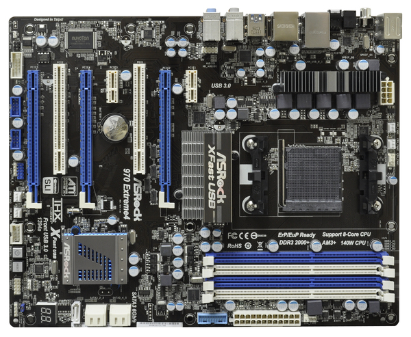 ASRock 970 Extreme4 - Emolevy - ATX - Socket AM3+ - AMD 970 - USB 3.0, FireWire - Gigabit LAN - HD Audio (8-kanavainen)