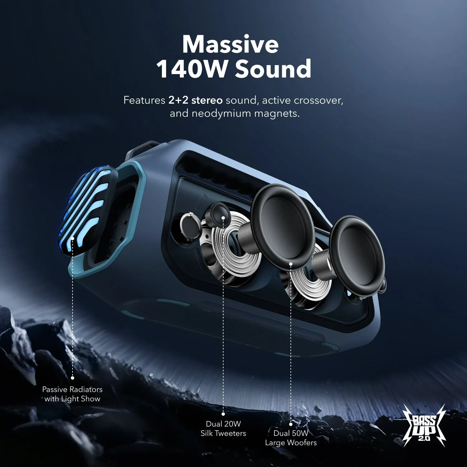 Anker Soundcore Boom 2 Plus - portable speaker, Blue