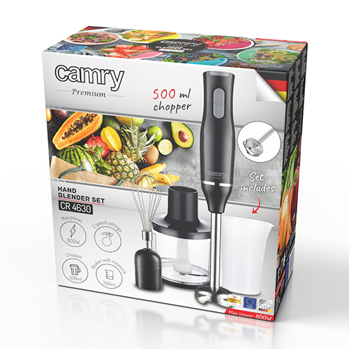 ADLER Camry CR 4630 800W Hand Blender Kit, Black/Silver