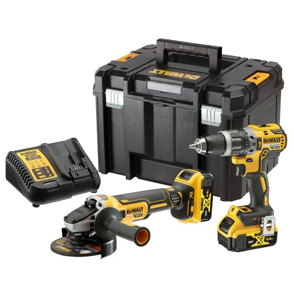 DeWalt cordless hammer + Angle Set DCK2080P2T, 18 Volt, tool set (yellow / black, combo pack, 2x Li-ion battery 5.0 Ah)