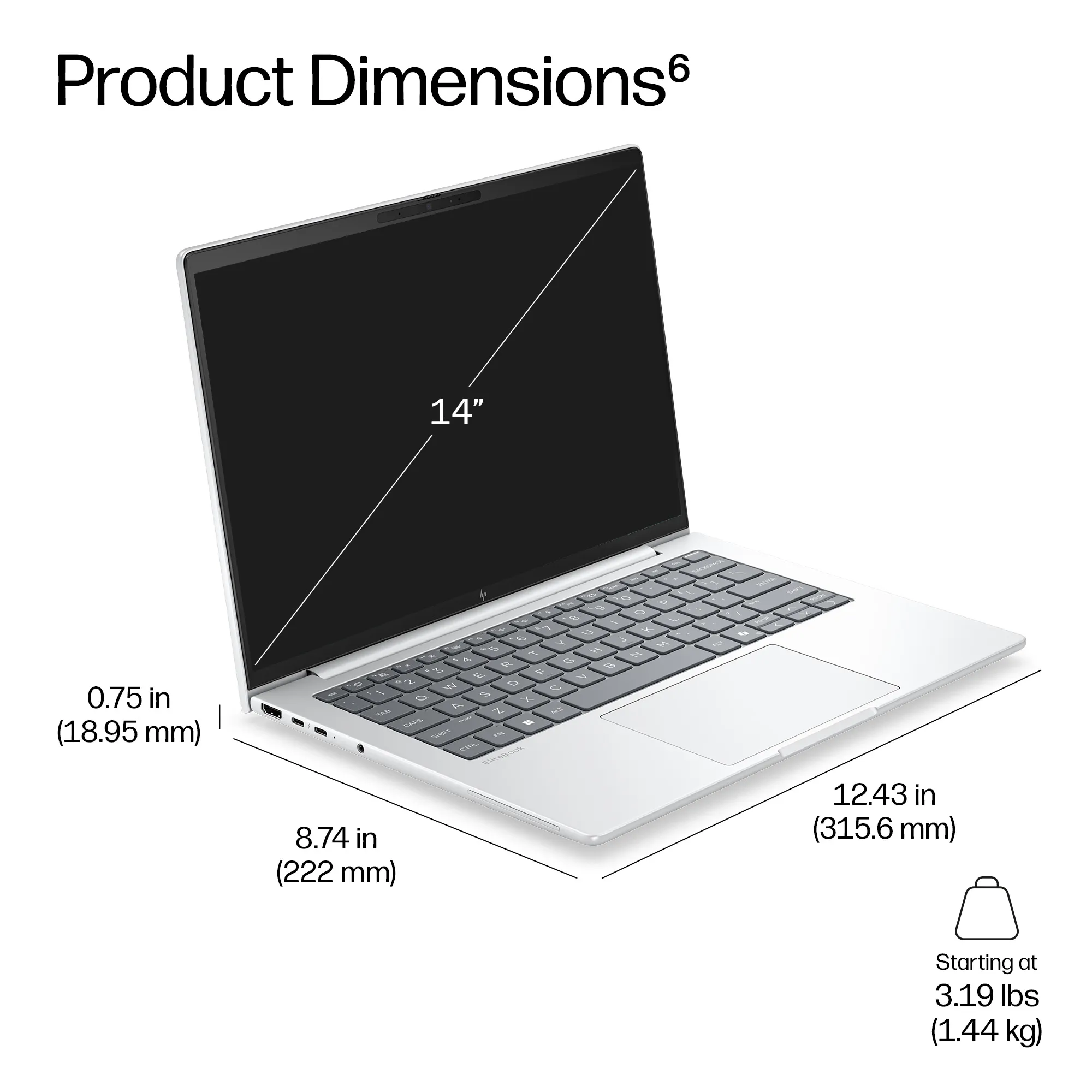 HP EliteBook 8 G2a 14" Ryzen AI 7 450, 32GB, 512GB, Win 11 Pro - Notebook, Silver