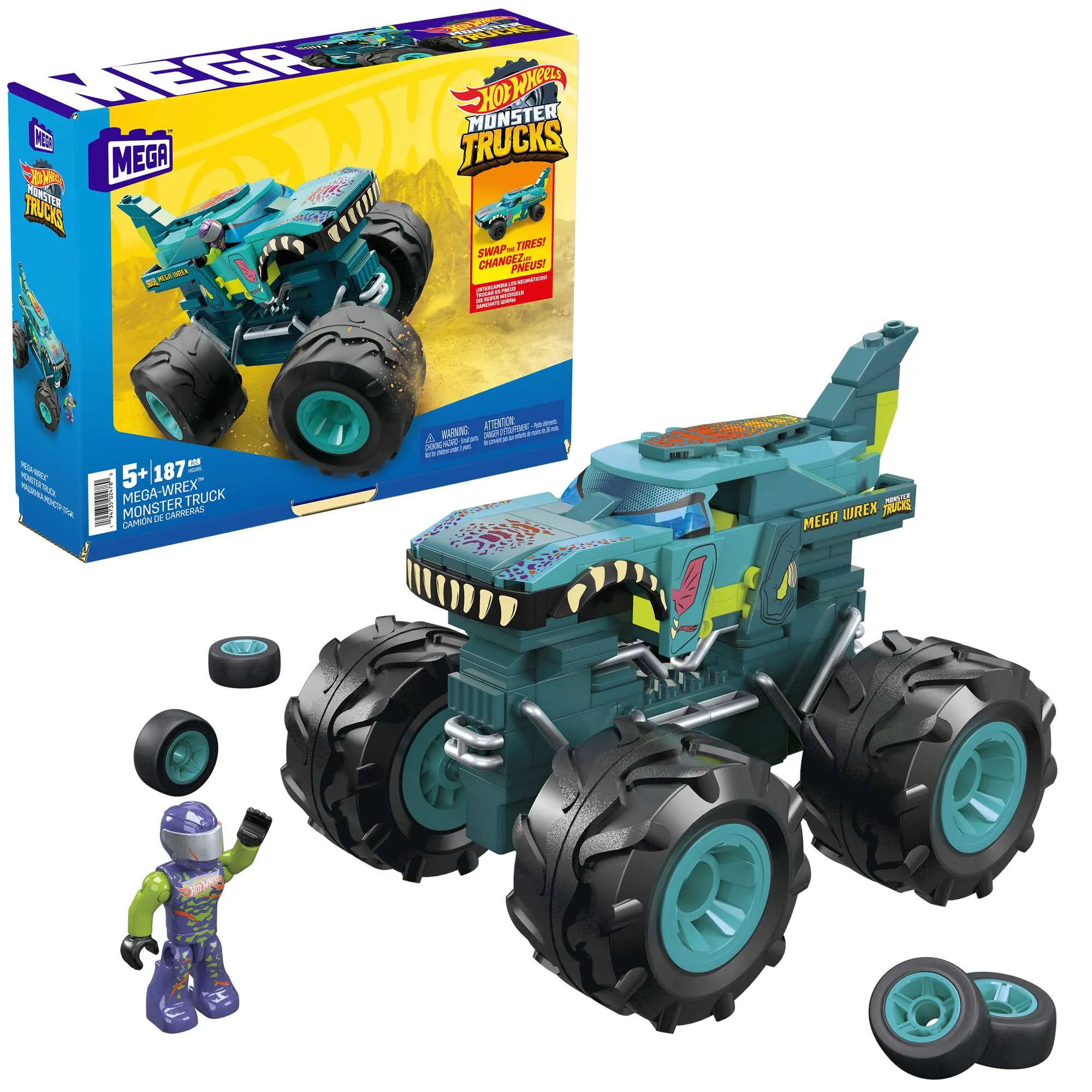 Mega Construx Hot Wheels Mega Wrex Monster Truck Construction Toy