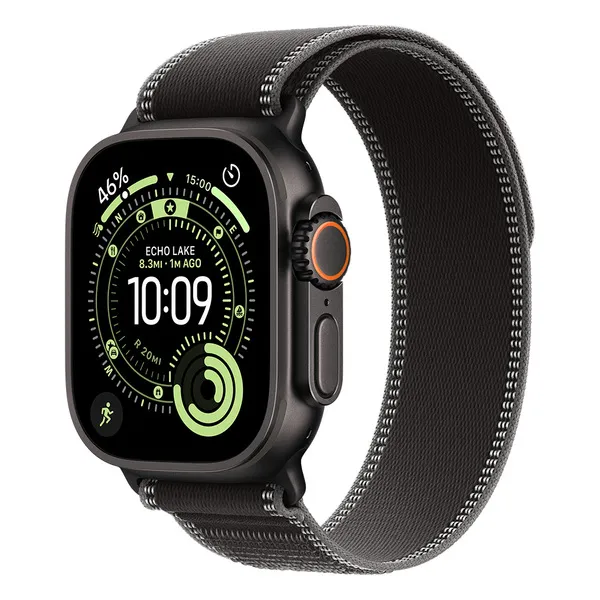 Apple Watch Ultra 3 49mm musta titaanikuori ja smusta/hiili Trail-ranneke (M/L)