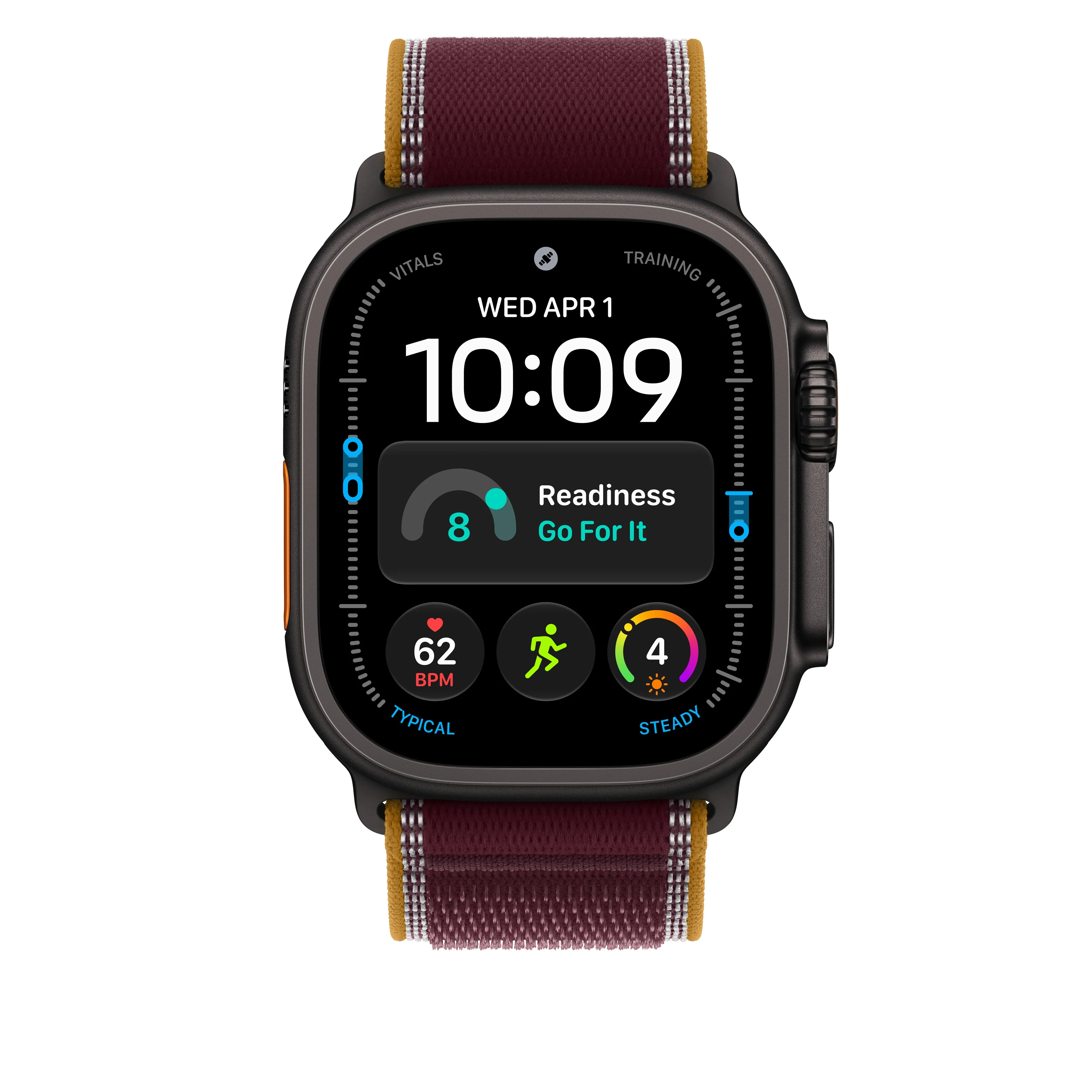 Apple Watch 49 mm Trail Loop, Burgundy, M/L, Black Titanium Finish