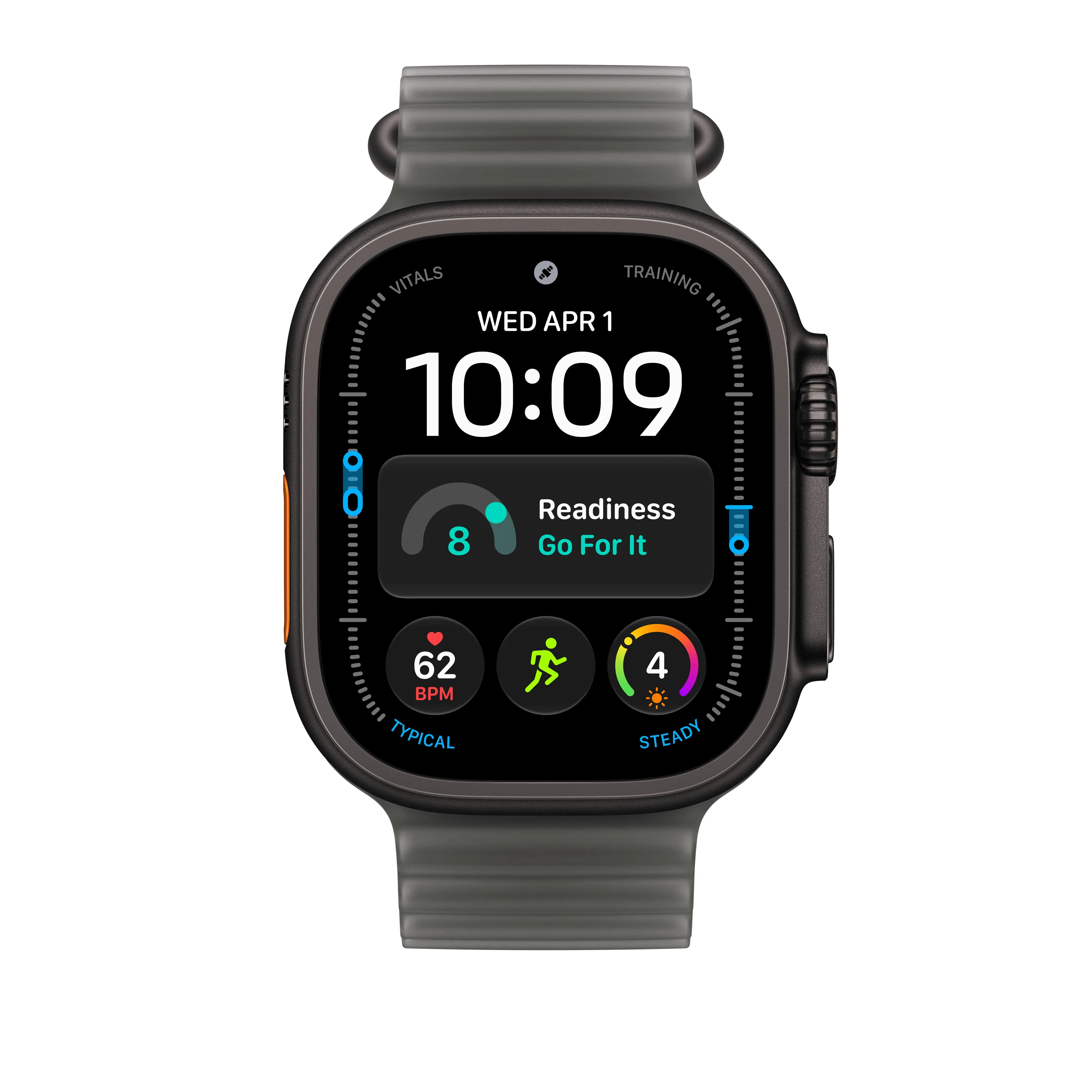 Apple Watch 49 mm -Ocean-ranneke, kuultomusta, mustatitaani