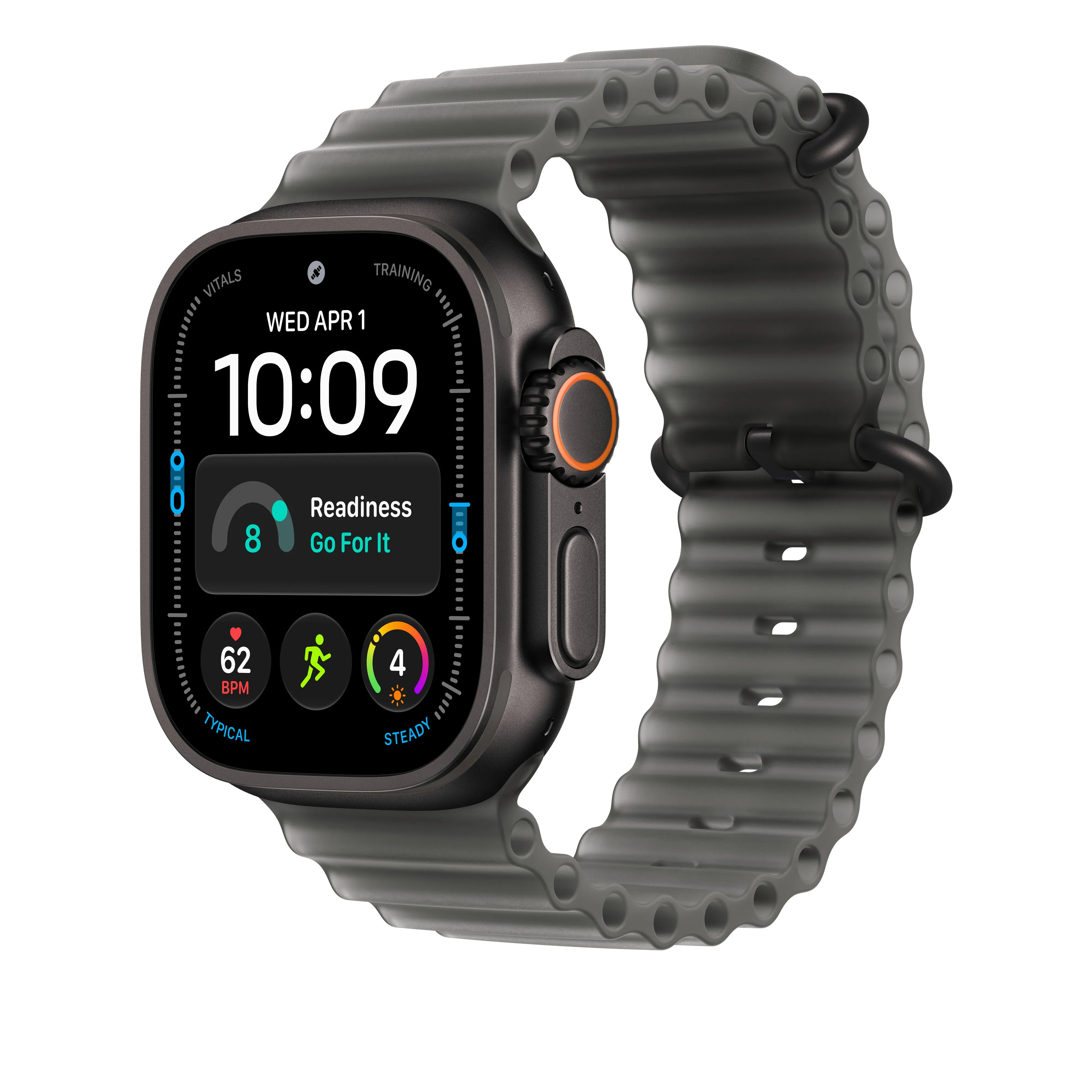 Apple Watch 49 mm -Ocean-ranneke, kuultomusta, mustatitaani