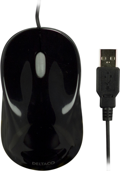 DELTACO optisk mus, 1000 DPI, 2 knappar+scroll, USB, svart