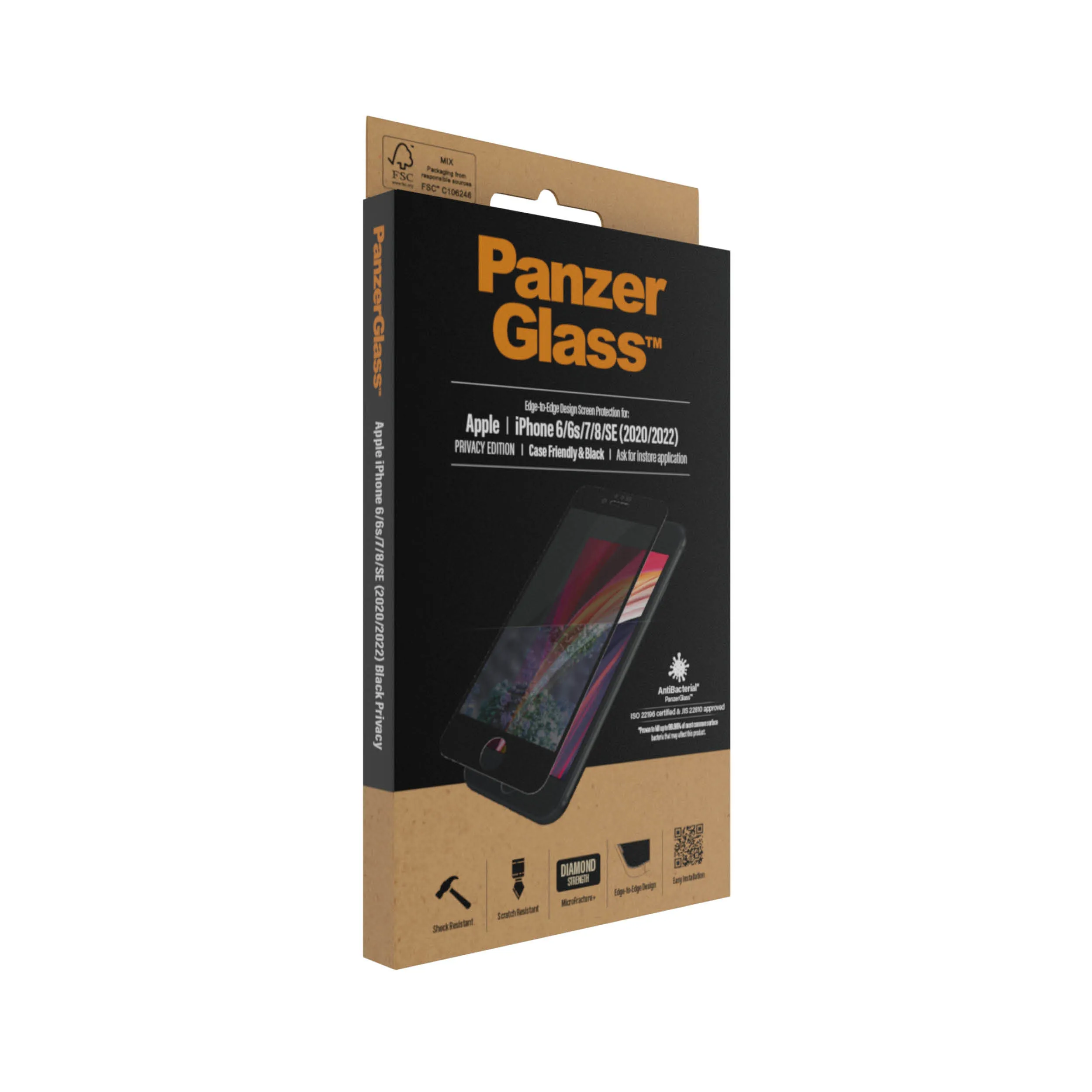 PanzerGlass Case Friendly, Privacy, iPhone 6/7/8/SE -panssarilasi