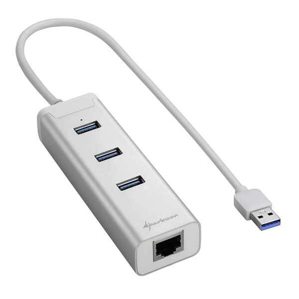Sharkoon 3-PORT USB 3.0 ALU +RJ45 SILVER