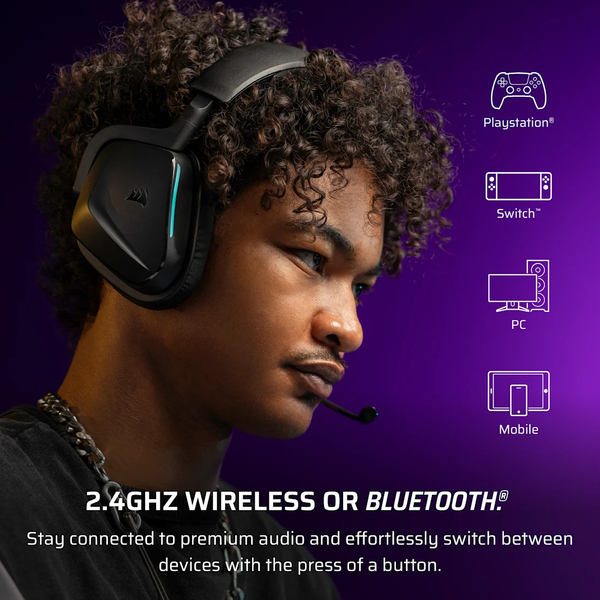 Corsair VOID WIRELESS v2 - tr&aring;dl&ouml;s gaming h&ouml;rlurar, Carbon