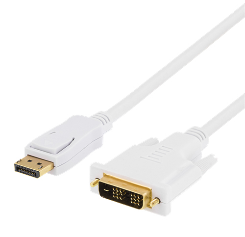 DELTACO DisplayPort till DVI monitorkabel, 20-pin ha -18+1 ha 1m, vit