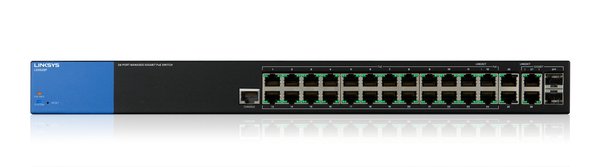 Linksys LGS528P - Kytkin - Hallinnoitu - 26 x 10/100/1000 (PoE+) + 2 x combo Gigabit SFP - r&auml;kkiin asennettava - PoE+ (192 W) - AC 100/230 V