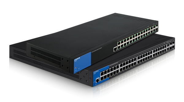 Linksys LGS528P - Kytkin - Hallinnoitu - 26 x 10/100/1000 (PoE+) + 2 x combo Gigabit SFP - r&auml;kkiin asennettava - PoE+ (192 W) - AC 100/230 V
