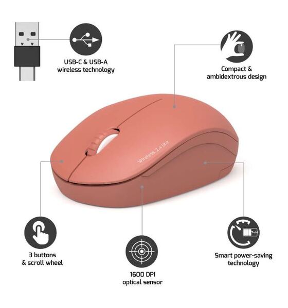 Port Designs 900542 Wireless Mouse, Red