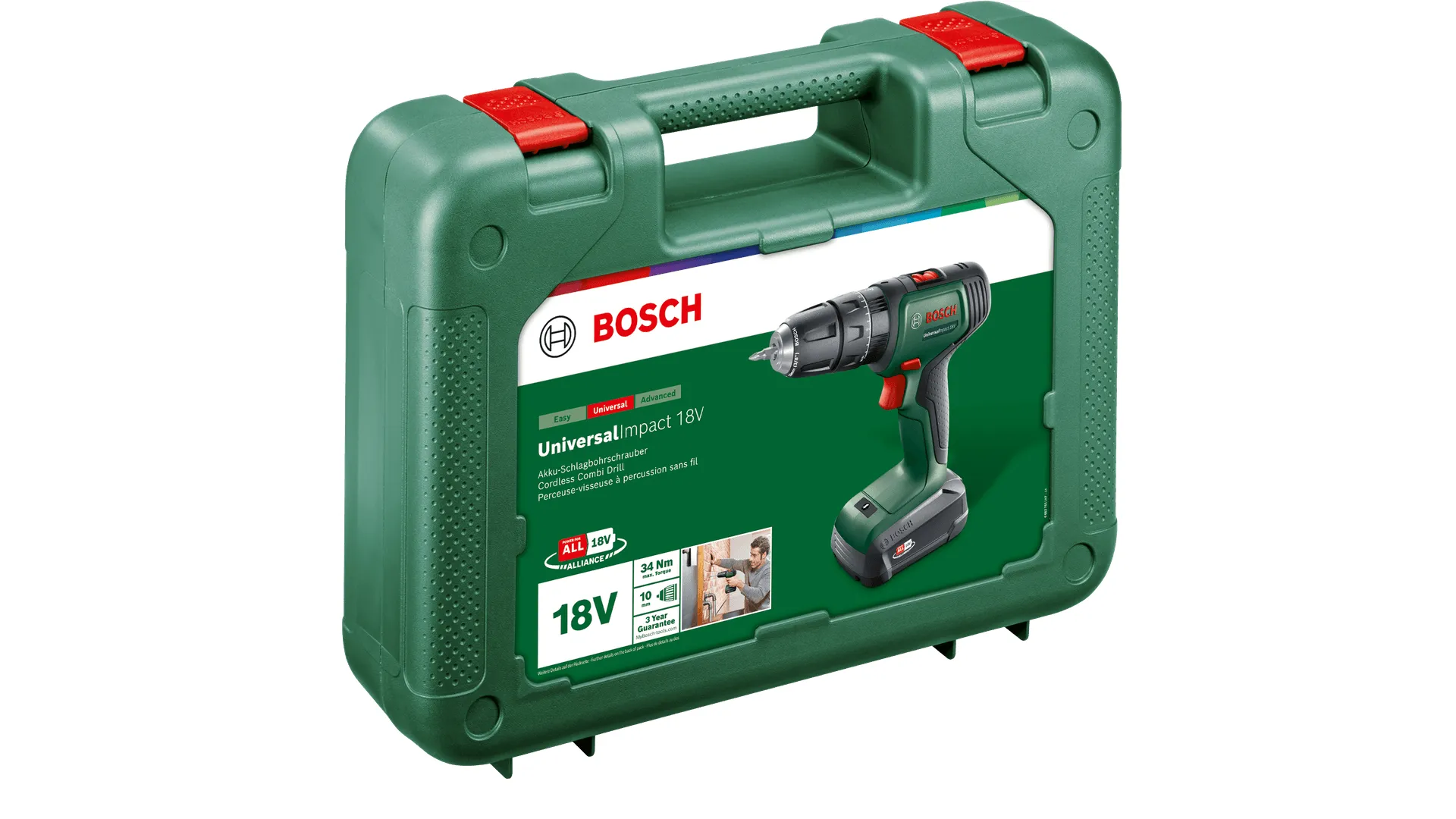 Bosch Cordless impact drill UniversalImpact 18V (green/black, Li-ion battery 1.5Ah, case)