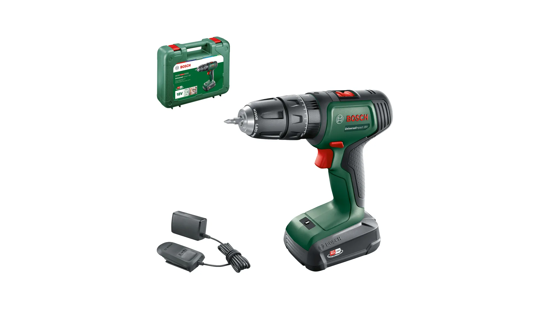 Bosch Cordless impact drill UniversalImpact 18V (green/black, Li-ion battery 1.5Ah, case)
