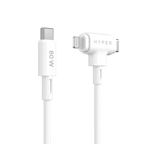 Hyper HyperJuice Silicone USB-C Till USB-C och Lightning Hybrid 60W - kabel 1.5m
