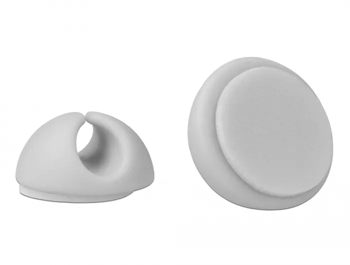 DE-LOCK Självhäftande kabelhållare, 6-pack, 3x grå, 3x vit, TRP, flerf